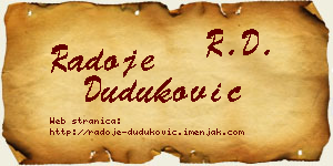 Radoje Duduković vizit kartica